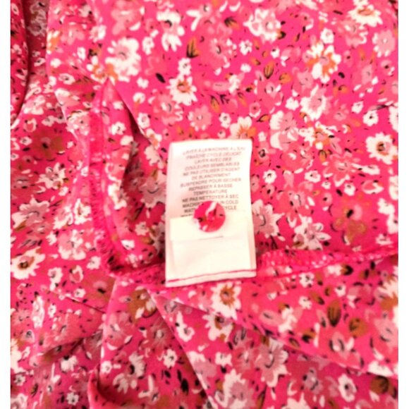 Cynthia Rowley 2X Pink Floral V-Neck Blouse Flutter Sleeve Flowy Fit Plus Size - Picture 8 of 8